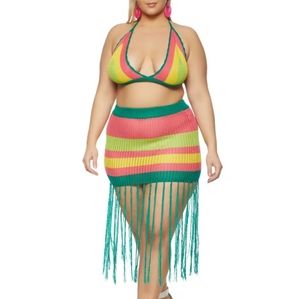 Plus size 2 piece crocheted swim dress
